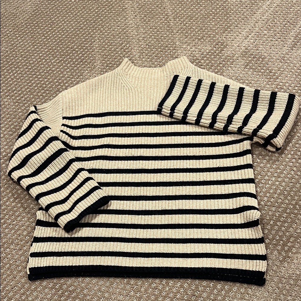 Rails Black and Cream Striped Sweater